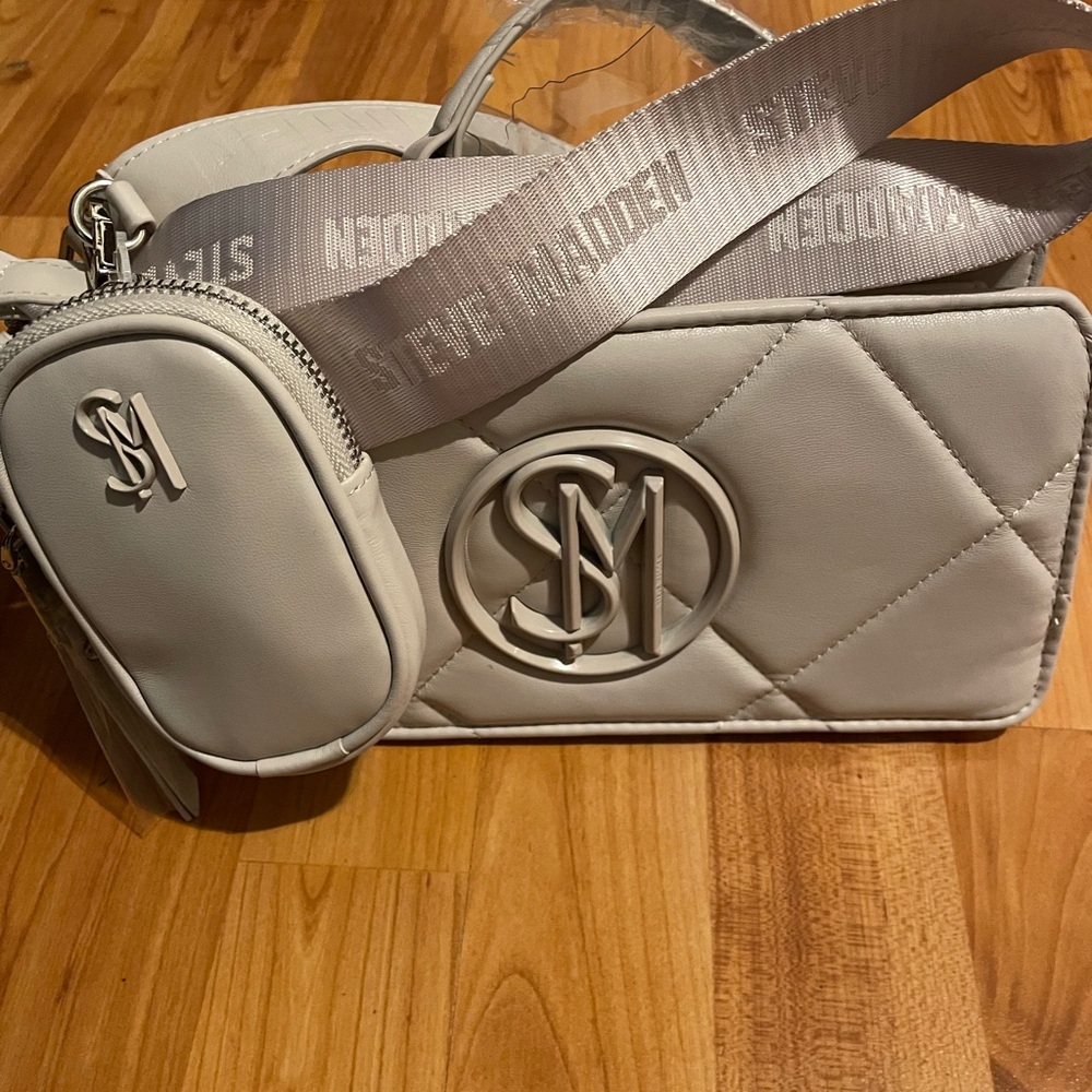 Steve Madden Quilted Cream Crossbody Bag
